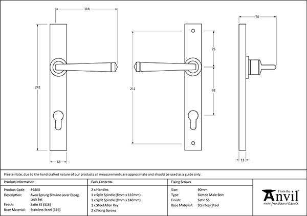 Avon Slimline Lever Espag. Lock Set