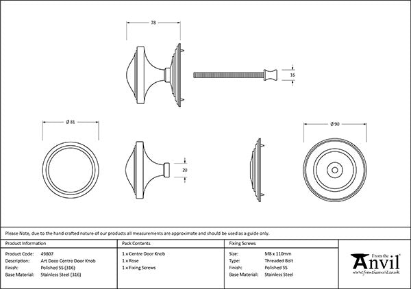 Art Deco Centre Door Knob