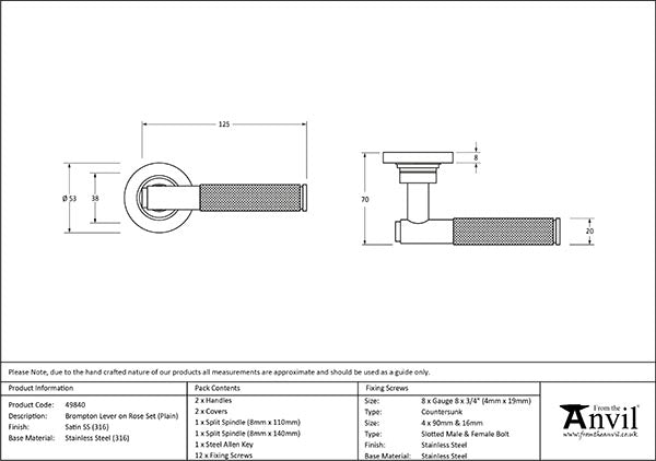 Brompton Lever on Rose Set Plain Rose (Sprung)