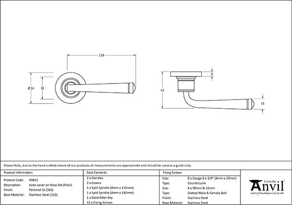 Avon Round Lever on Rose Set Plain Rose (Sprung)