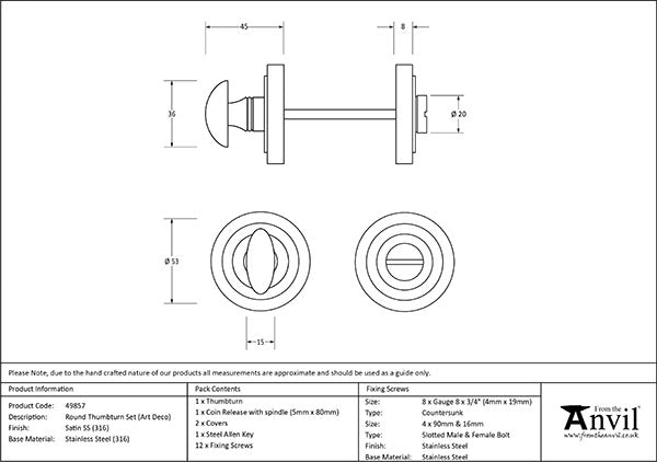 Round Thumbturn Set Art Deco Rose