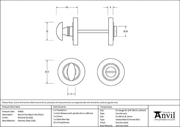 Round Thumbturn Set Plain Rose