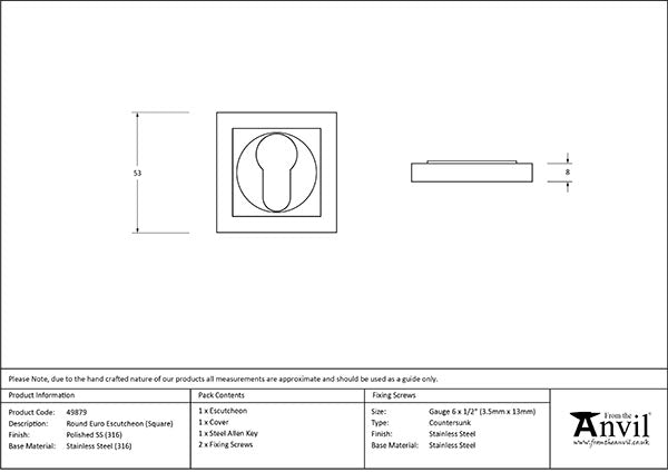 Round Euro Escutcheon Square