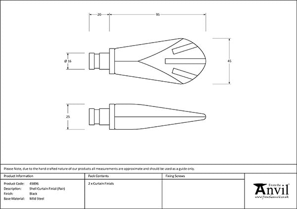 Shell Curtain Finial (pair)