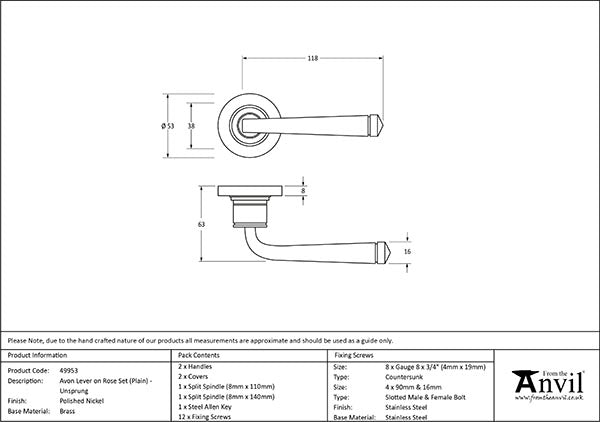 Avon Round Lever on Rose Set Plain Rose (Unsprung)