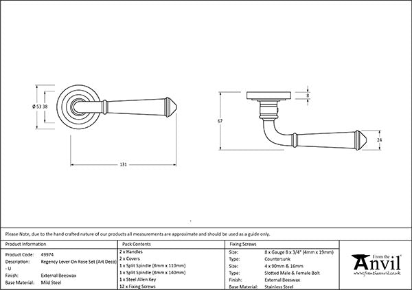 Regency Lever on Rose Set Art Deco Rose (Unsprung)