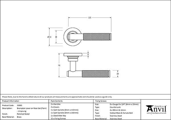 Brompton Lever on Rose Set Plain Rose (Unsprung)