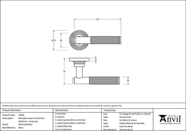 Brompton Lever on Rose Set Beehive Rose (Unsprung)