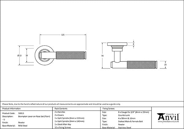 Brompton Lever on Rose Set Plain Rose (Unsprung)