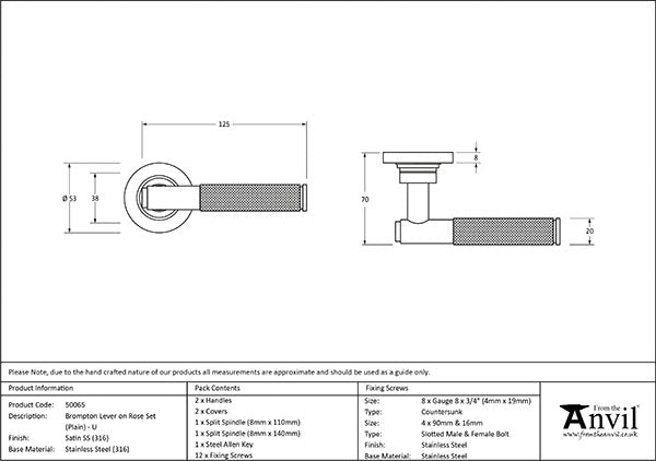 Brompton Lever on Rose Set Plain Rose (Unsprung)