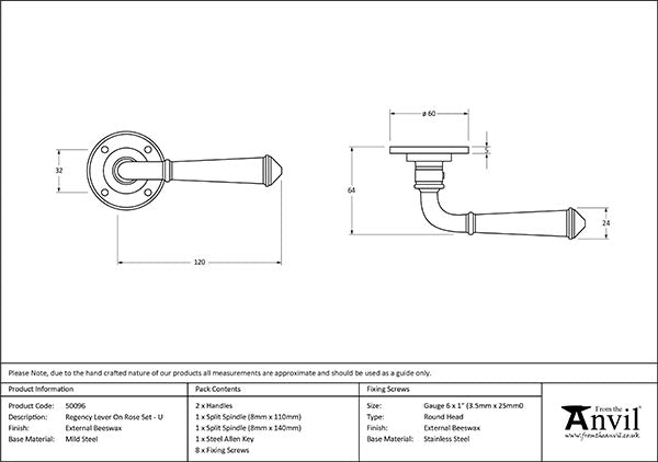 Regency Lever on Rose Set (Unsprung)