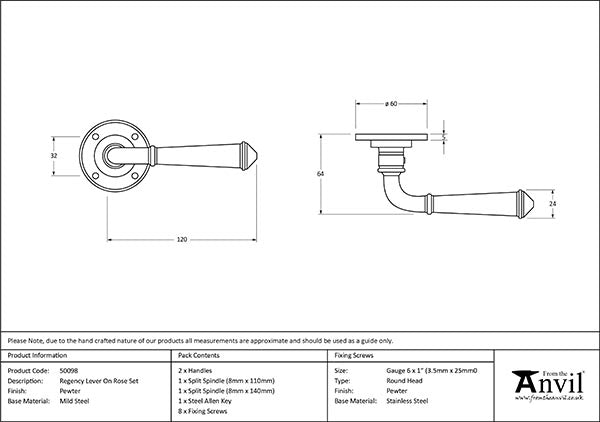 Regency Lever on Rose Set (Unsprung)