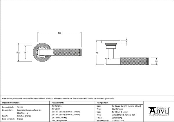 Brompton Lever on Rose Set Beehive Rose (Unsprung)