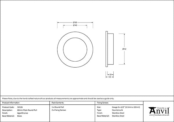 60mm Plain Round Pull