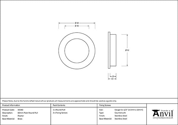 60mm Plain Round Pull