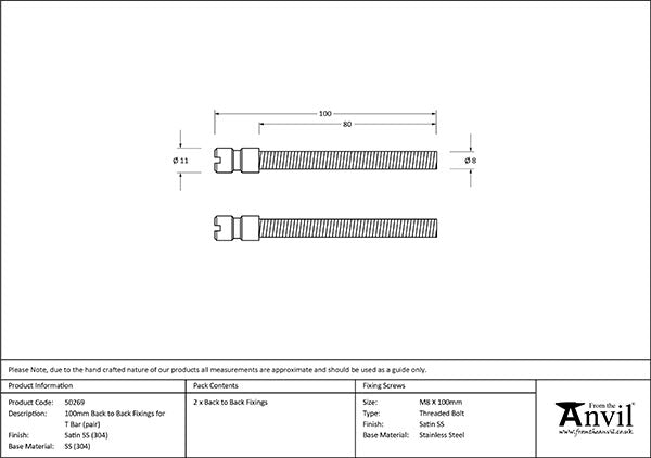 (304) 100mm Back to Back Fixings for T Bar (2)