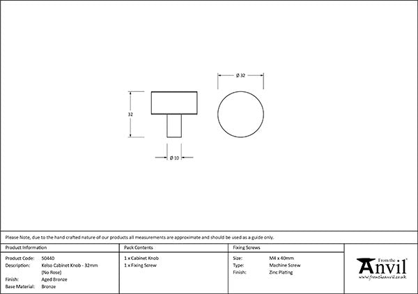 32mm Kelso Cabinet Knob No Rose