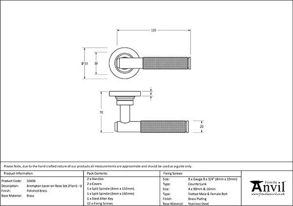 Brompton Lever on Rose Set Plain Rose (Unsprung)