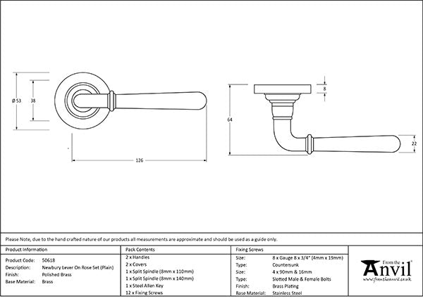 Newbury Lever on Rose Set Plain Rose (Sprung)