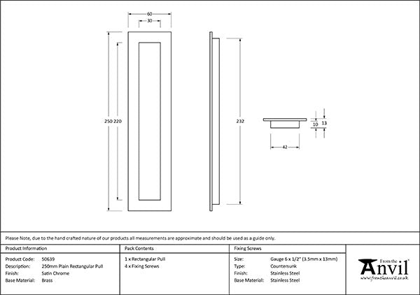 250mm Plain Rectangular Pull