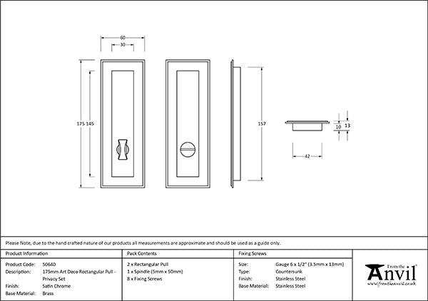 175mm Art Deco Rectangular Pull - Privacy Set