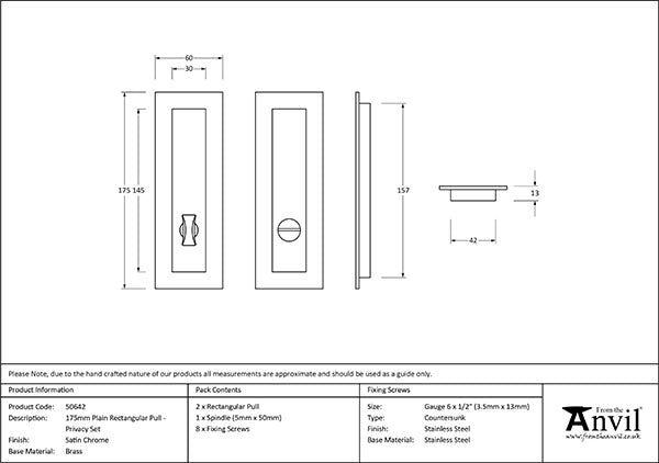 175mm Plain Rectangular Pull - Privacy Set