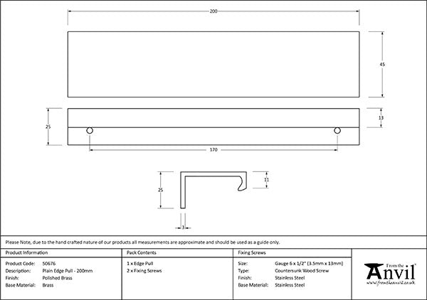 200mm Plain Edge Pull