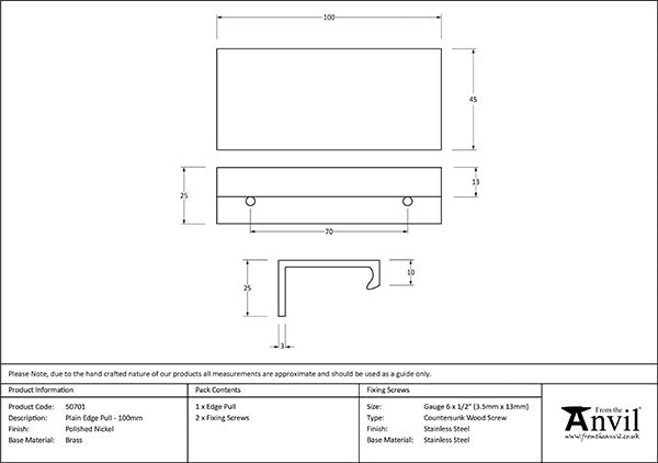 100mm Plain Edge Pull