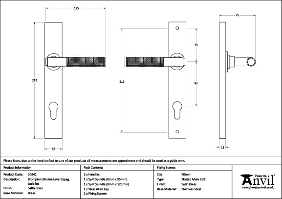 Brompton Slimline Lever Espag. Lock Set