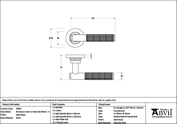 Brompton Lever on Rose Set Plain Rose (Unsprung)