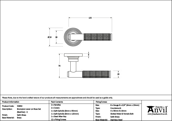 Brompton Lever on Rose Set Square Rose (Unsprung)