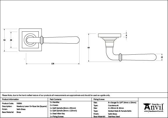 Newbury Lever on Rose Set Square Rose (Sprung)