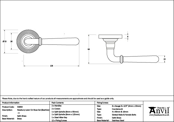 Newbury Lever on Rose Set Beehive Rose (Unsprung)