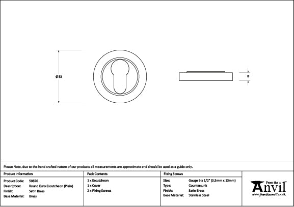 Round Euro Escutcheon Plain