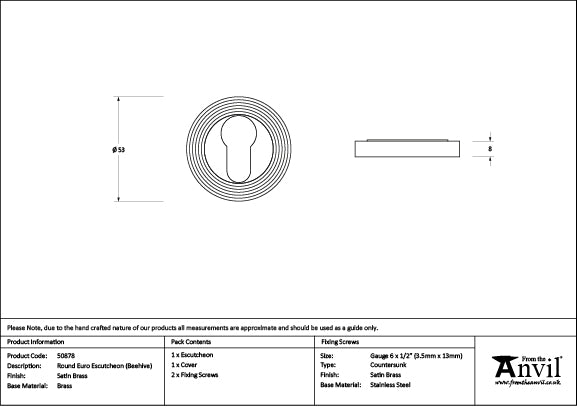 Round Euro Escutcheon Beehive