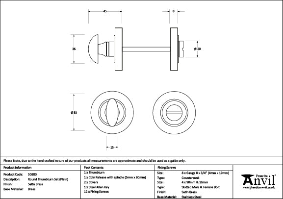 Round Thumbturn Set Plain Rose