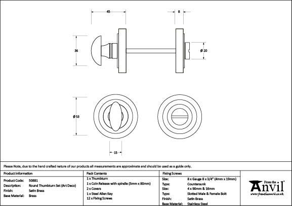 Round Thumbturn Set Art Deco Rose