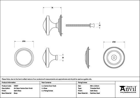 Art Deco Centre Door Knob