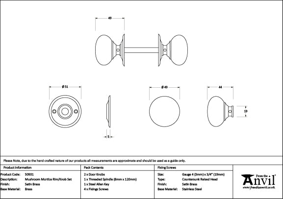 Mushroom Mortice/Rim Knob Set