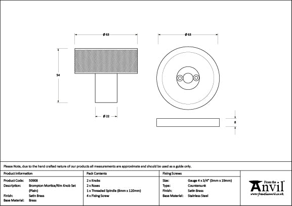 Brompton Mortice/Rim Knob Set Plain Rose