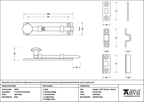 4" Universal Bolt