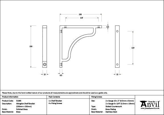 150mm x 150mm Abingdon Shelf Bracket