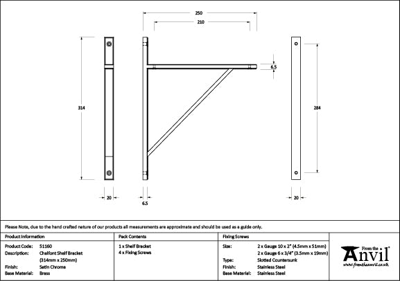 314mm x 250mm Chalfont Shelf Bracket