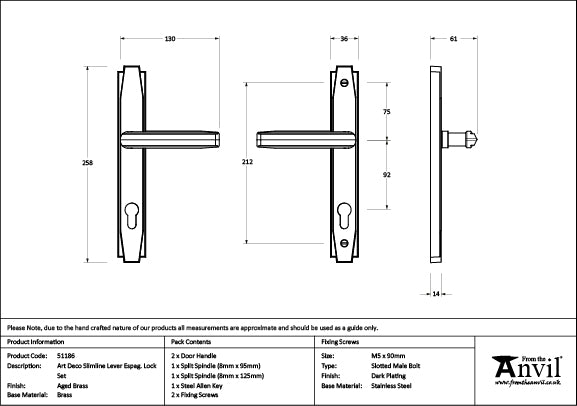 Art Deco Slimline Lever Espag. Lock Set