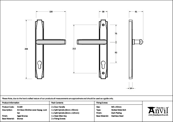 Art Deco Slimline Lever Espag. Lock Set