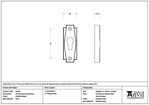 Art Deco Euro Escutcheon Set