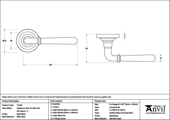 Newbury Lever on Rose Set Beehive Rose (Unsprung)