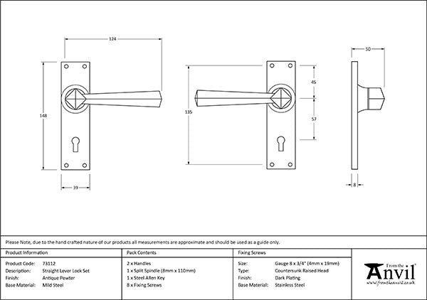 Straight Lever Lock Set