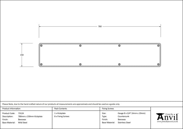 780mm x 150mm Kick Plate