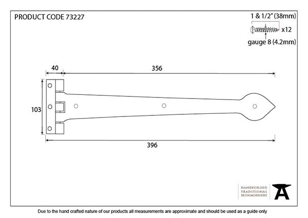 16" Black Cast T Hinge (pair)